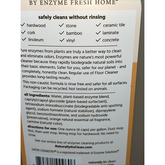 Naturally it's clean Floor Cleaner Concentrate | Makes 24 Gallons | Enzyme Fresh - Picture 4 of 5